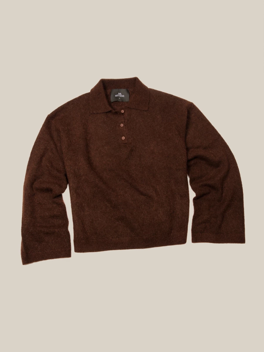 Brown 'Stan' Wool Mohair Polo