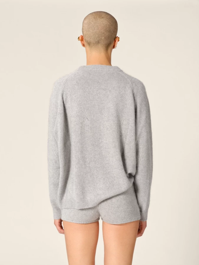 Light Grey 'Stella' Raccoon Crewneck Sweater
