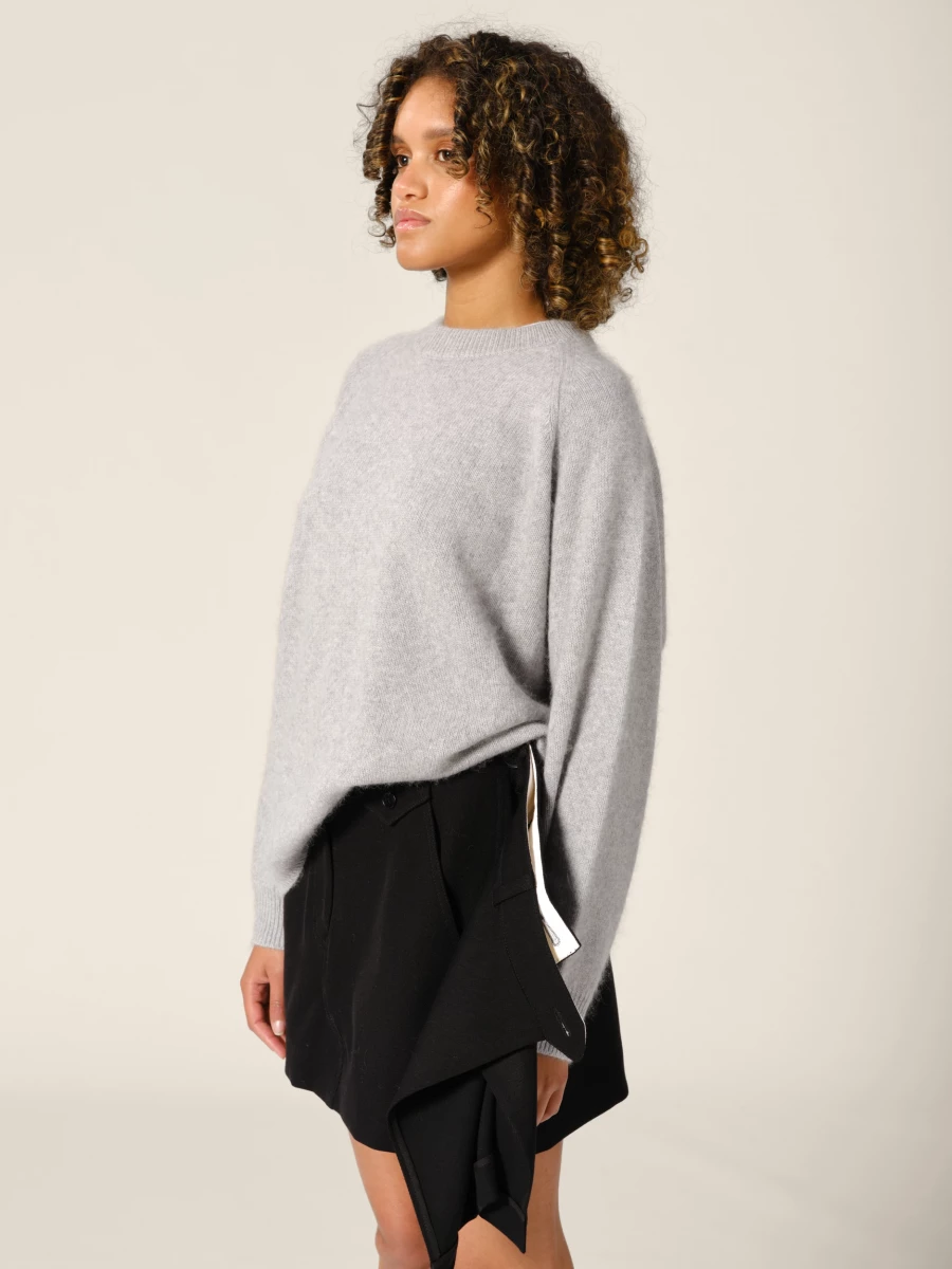 Maglione Girocollo Grigio Chiaro 'Stella' in Raccoon