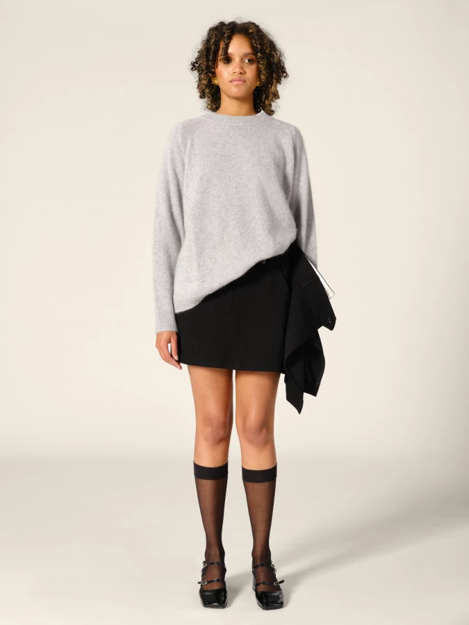 Maglione Girocollo Grigio Chiaro 'Stella' in Raccoon