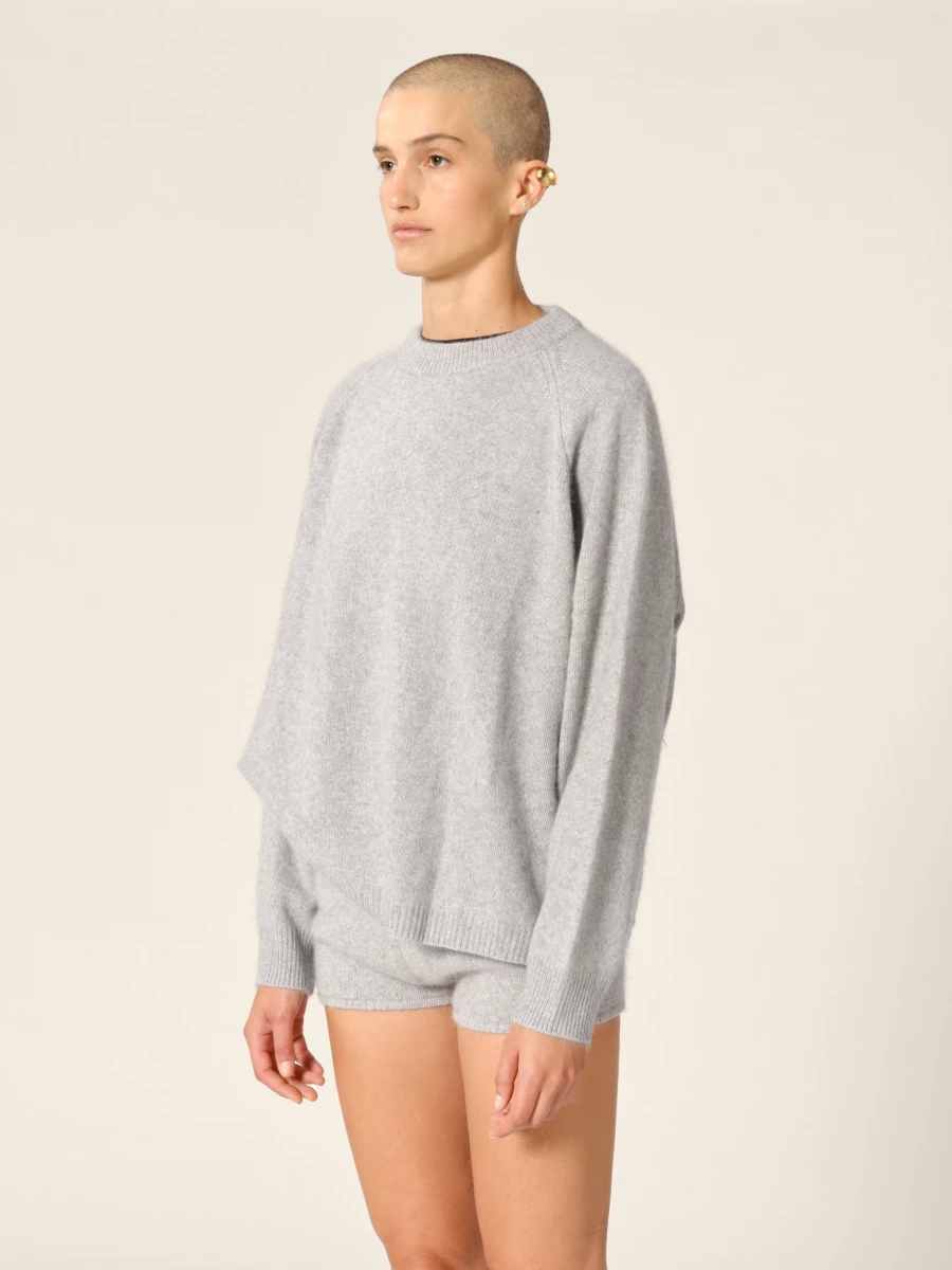 Maglione Girocollo Grigio Chiaro 'Stella' in Raccoon