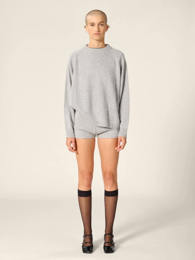 Maglione Girocollo Grigio Chiaro 'Stella' in Raccoon