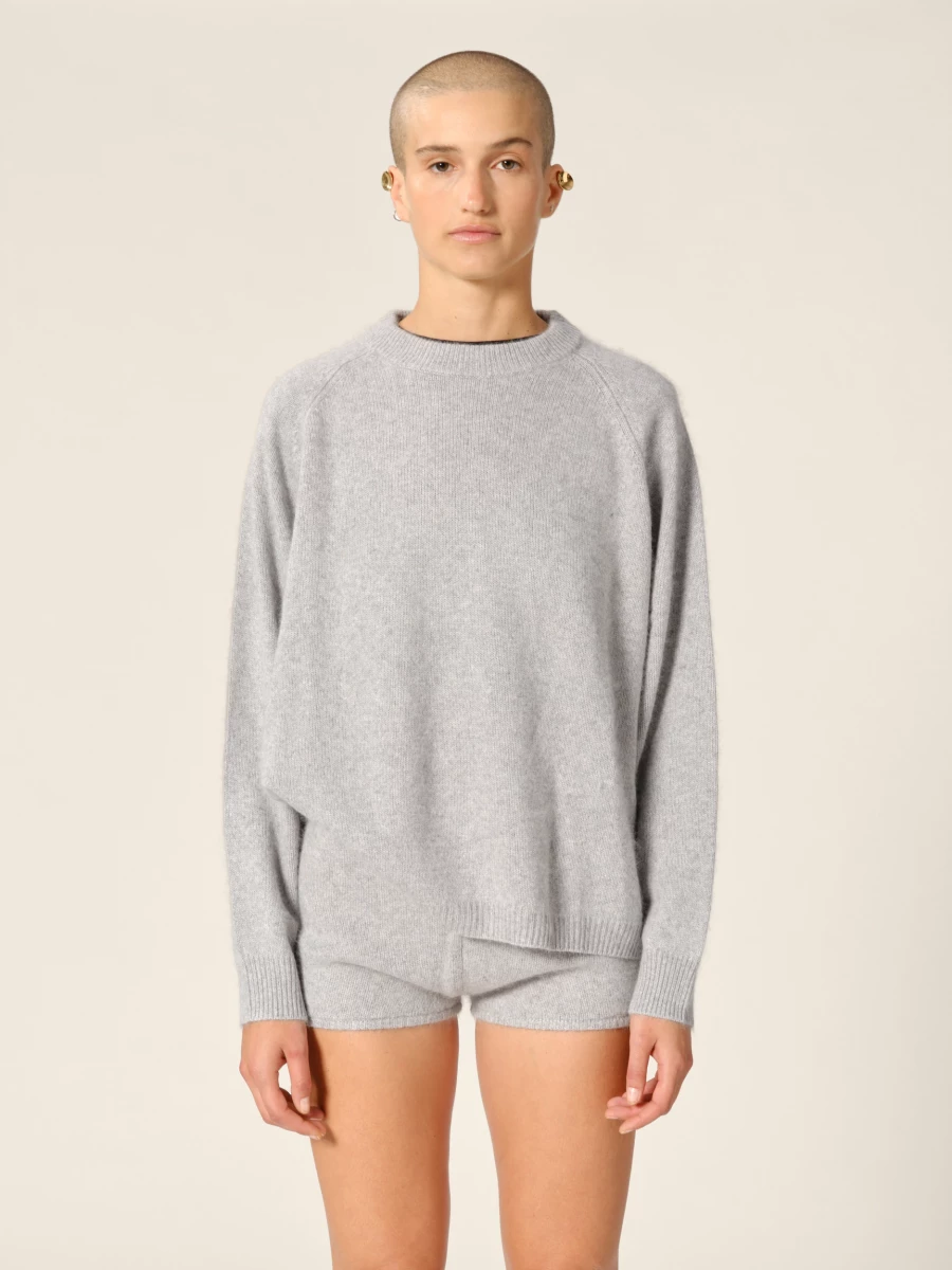 Maglione Girocollo Grigio Chiaro 'Stella' in Raccoon