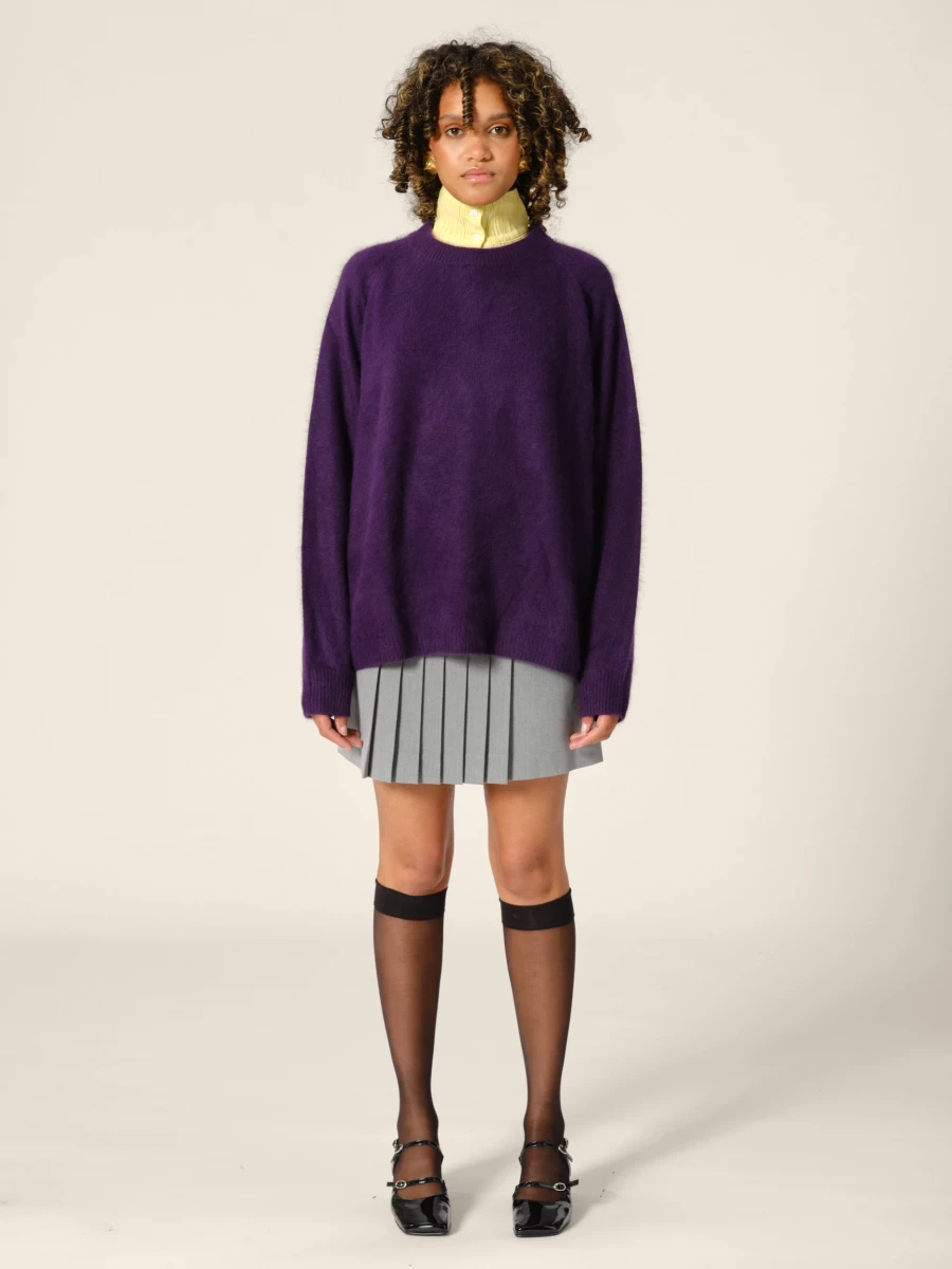 Maglione Girocollo Viola 'Stella' in Raccoon