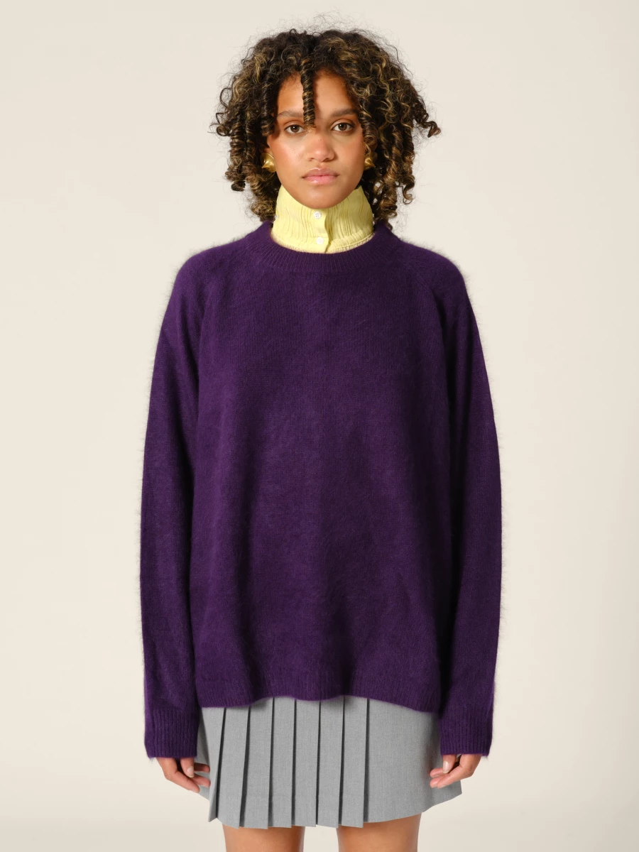 Maglione Girocollo Viola 'Stella' in Raccoon
