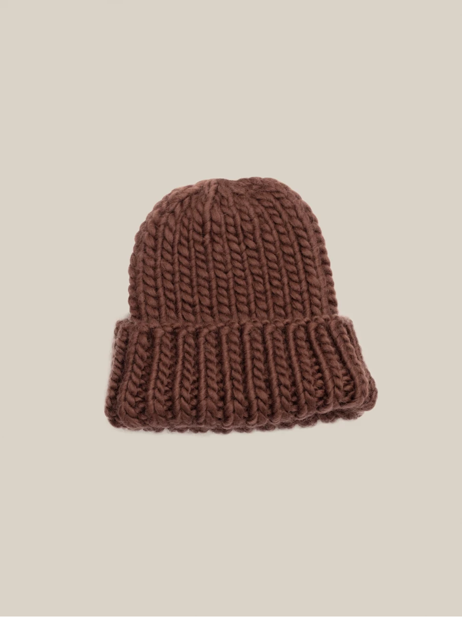 Brown Chunky Wool Ribble Beanie