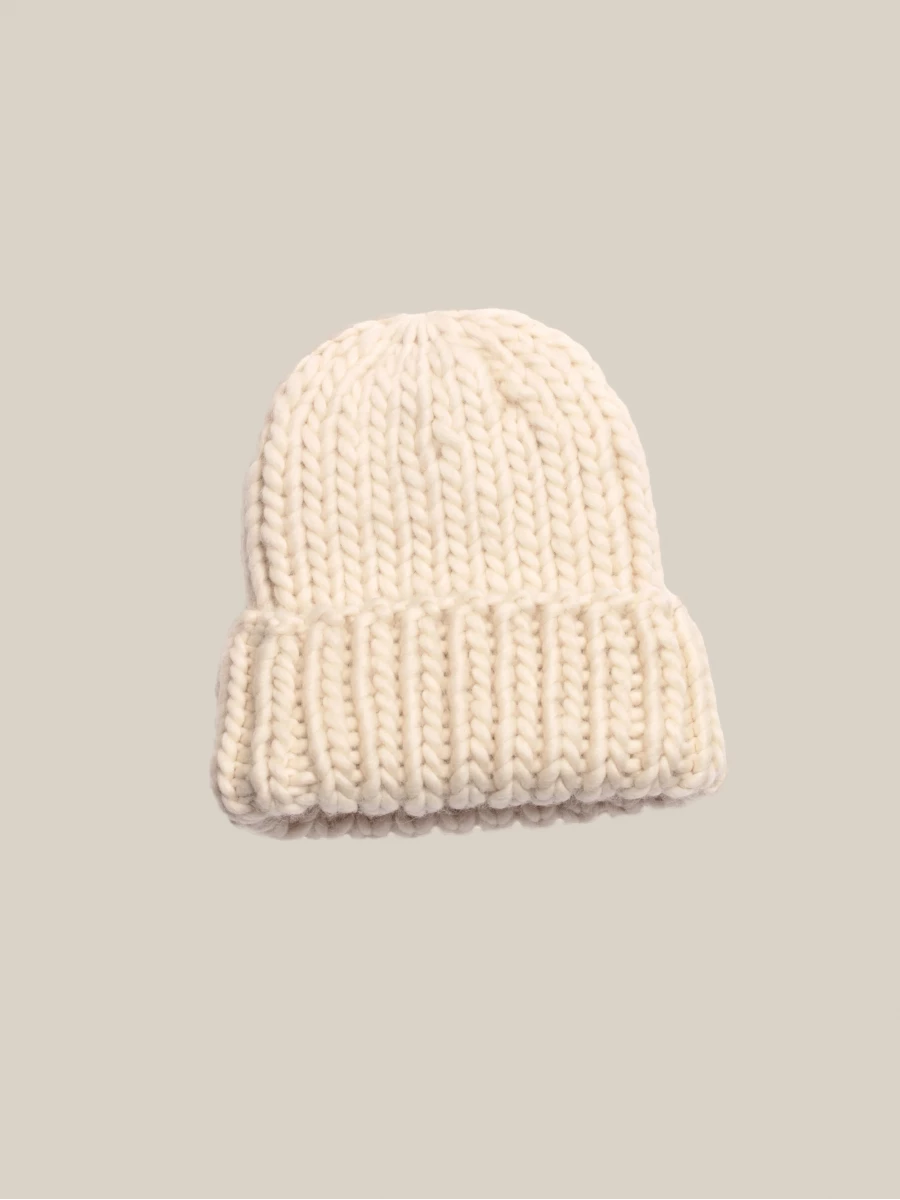 Ivory Chunky Wool Ribble Beanie