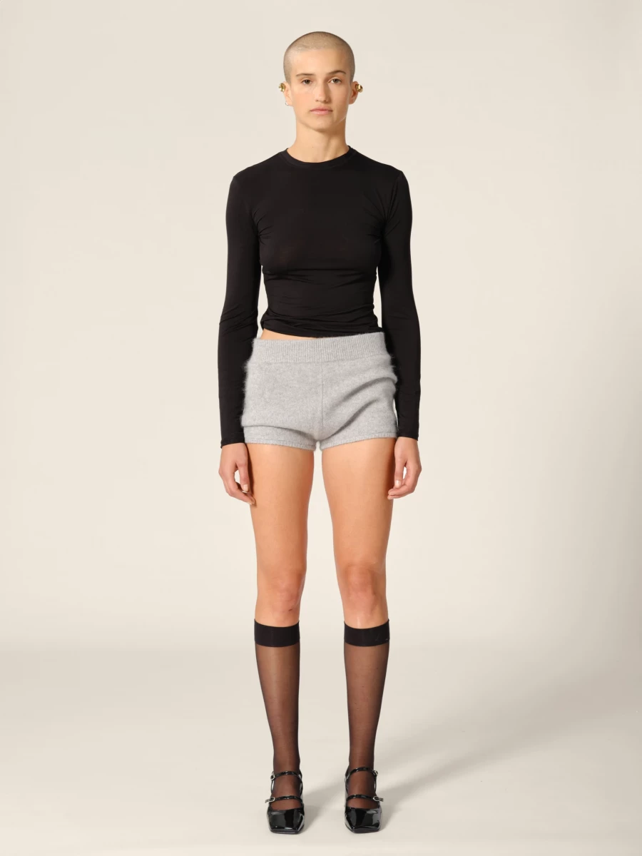 Mini Shorts Grigio Chiaro 'Luke' in Raccoon spazzolato