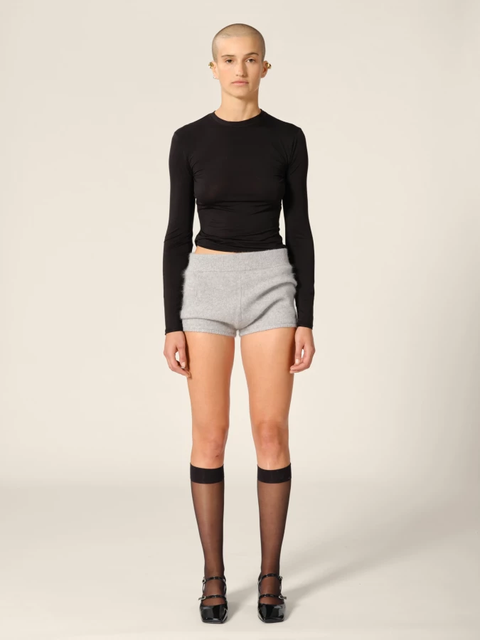 Mini Shorts Grigio Chiaro 'Luke' in Raccoon spazzolato