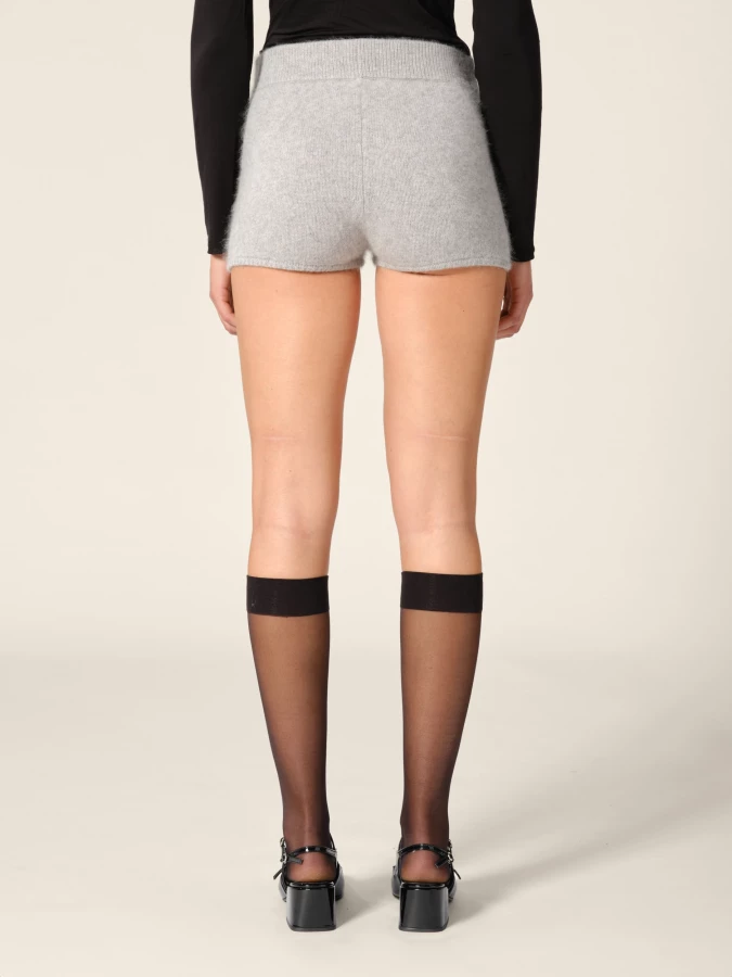 Light Grey 'Luke' Brushed Raccoon Mini Shorts