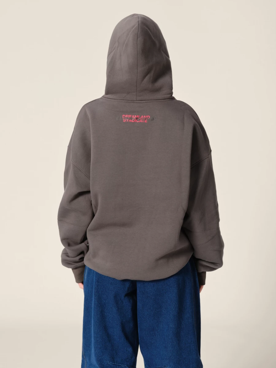 Felpa con cappuccio Grigia Scuro stampa 'Troll'