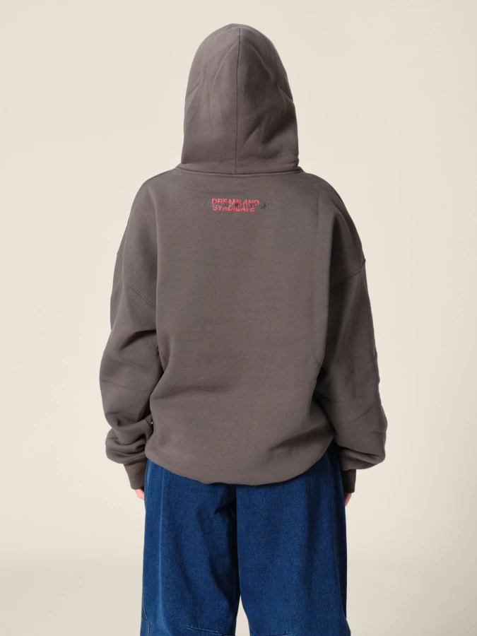 Felpa con cappuccio Grigia Scuro stampa 'Troll'