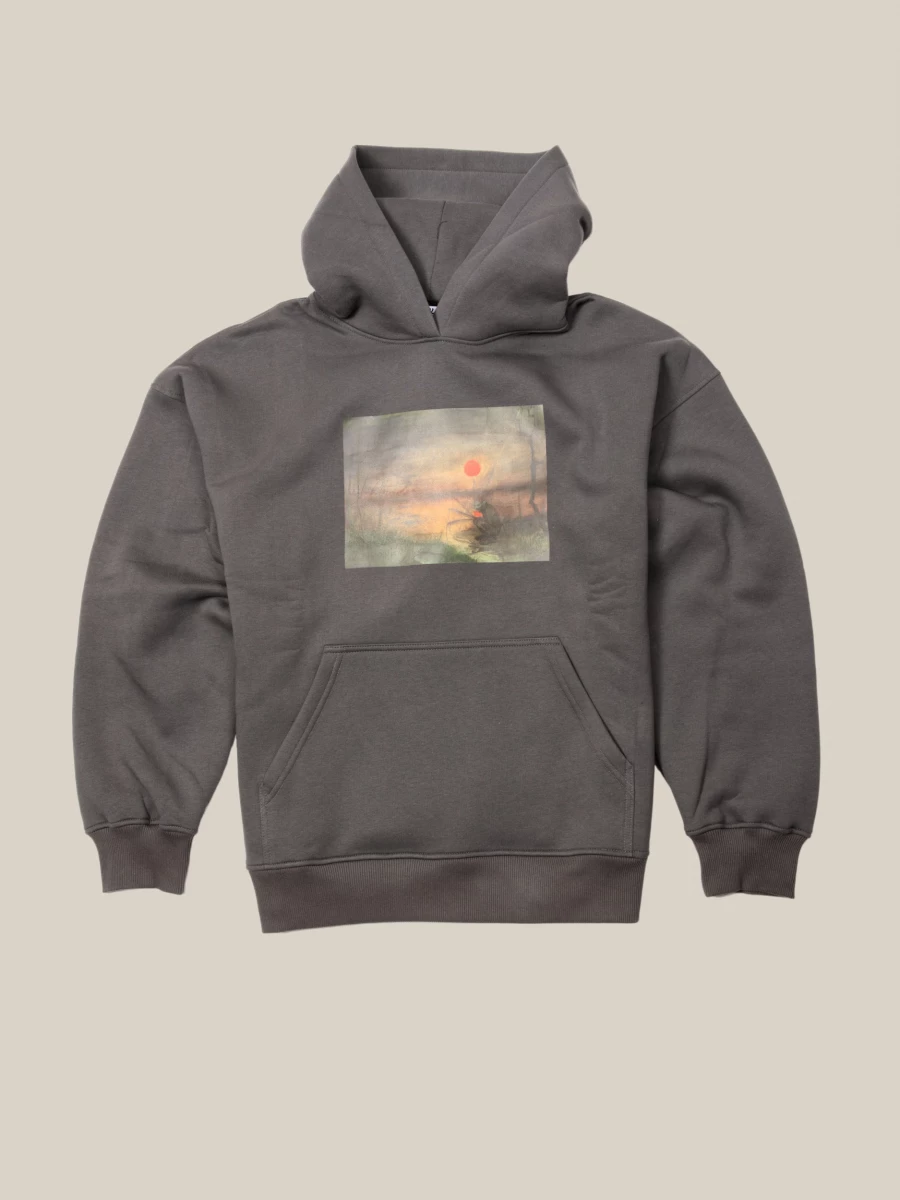 Felpa con cappuccio Grigia Scuro stampa 'Troll'