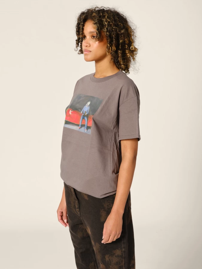 T-Shirt Grigio Scuro stampa 'Kurt'