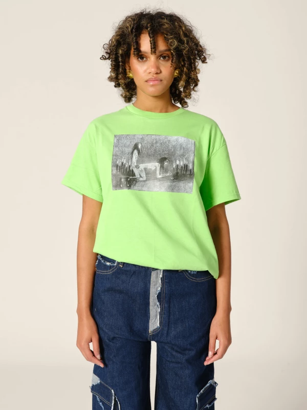 T-Shirt Verde stampa 'Fuck' 2