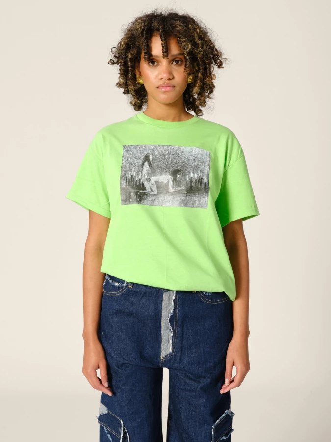 T-Shirt Verde stampa 'Fuck'