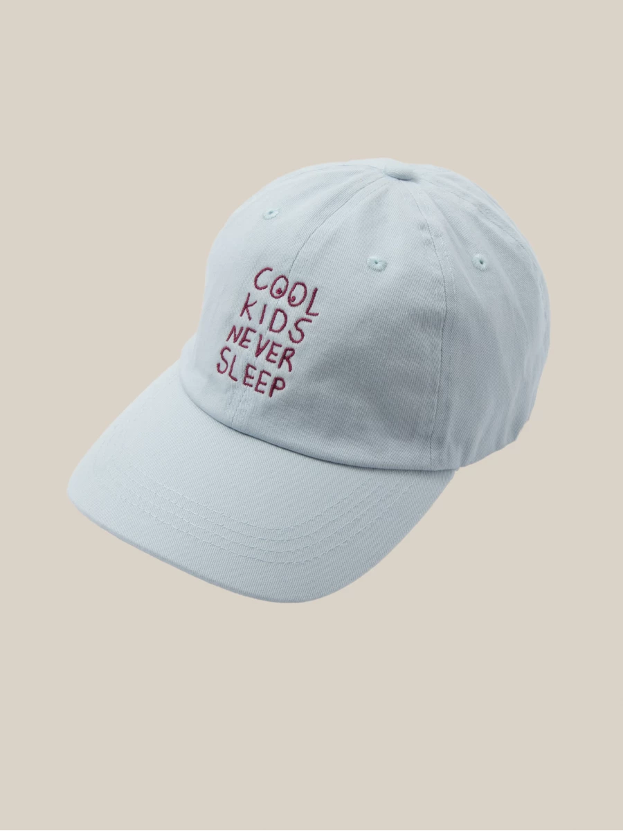 Light Blue 'Cool Kids Never Sleep' Cap