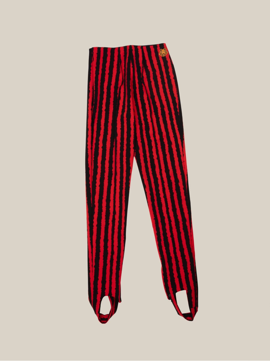 Red Black Striped Pattern Kenzo Stirrup Leggings