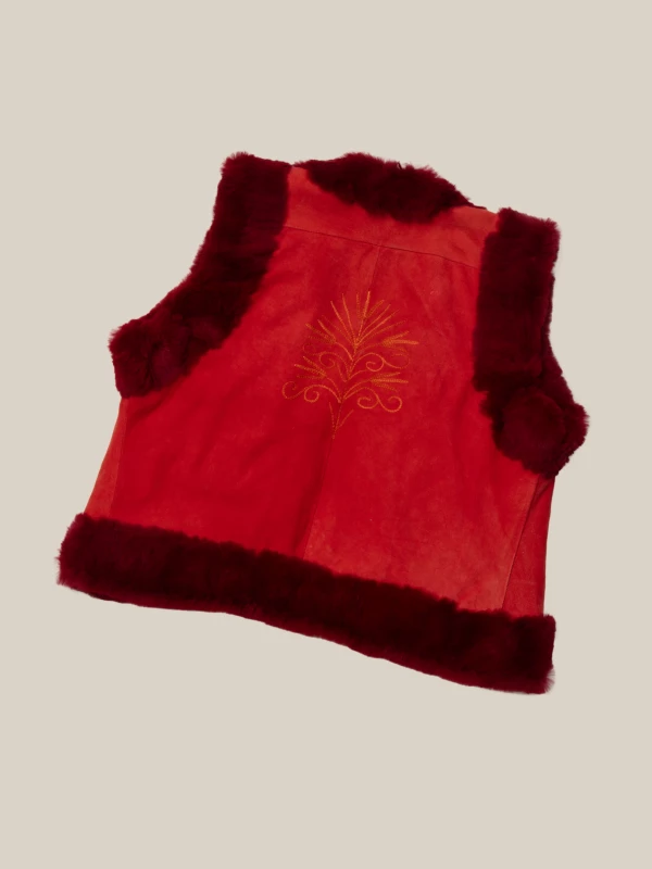 Gilet Rosso in Camoscio e Pelliccia 2