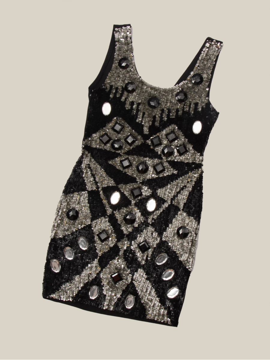 Silver Sequins Mini Dress