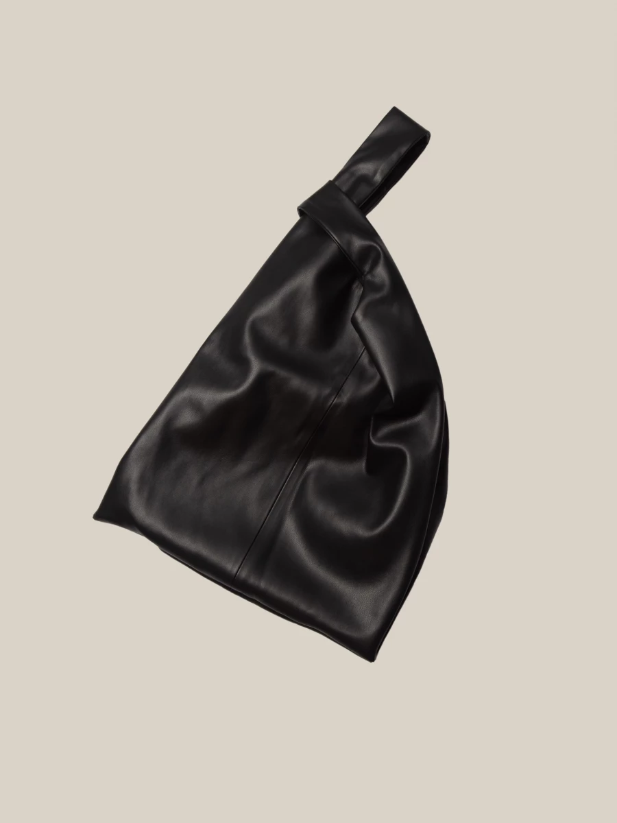 Black Eco Leather Shopper Bag