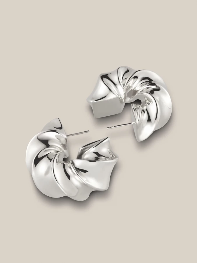 Silver 'Wind Creoles' Sterling Silver Earrings