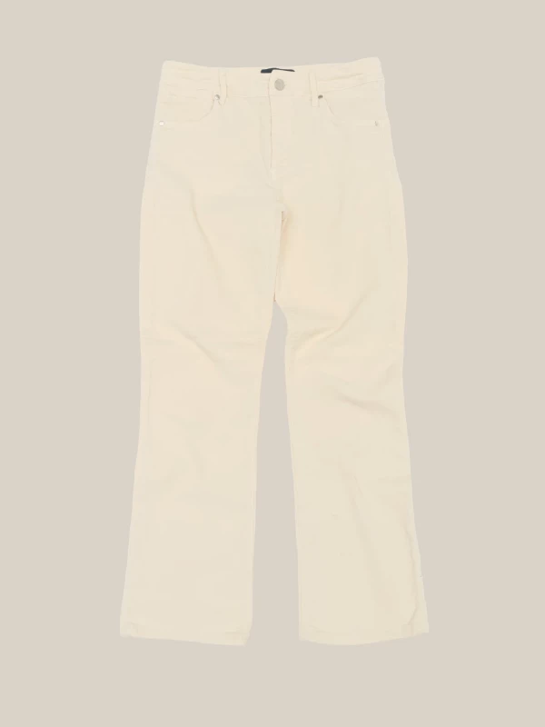 Ivory Ribbed Velvet Flared Pants