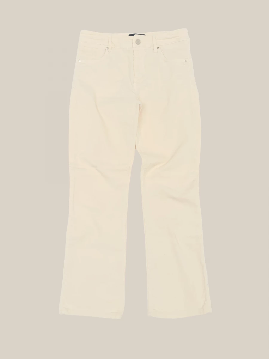 Ivory Ribbed Velvet Flared Pants