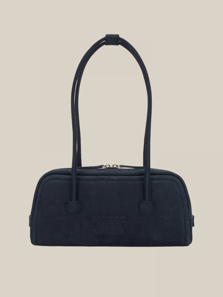 Borsa Blu Scuro 'Soft Baguette' in Pelle Nabuk di Vitello