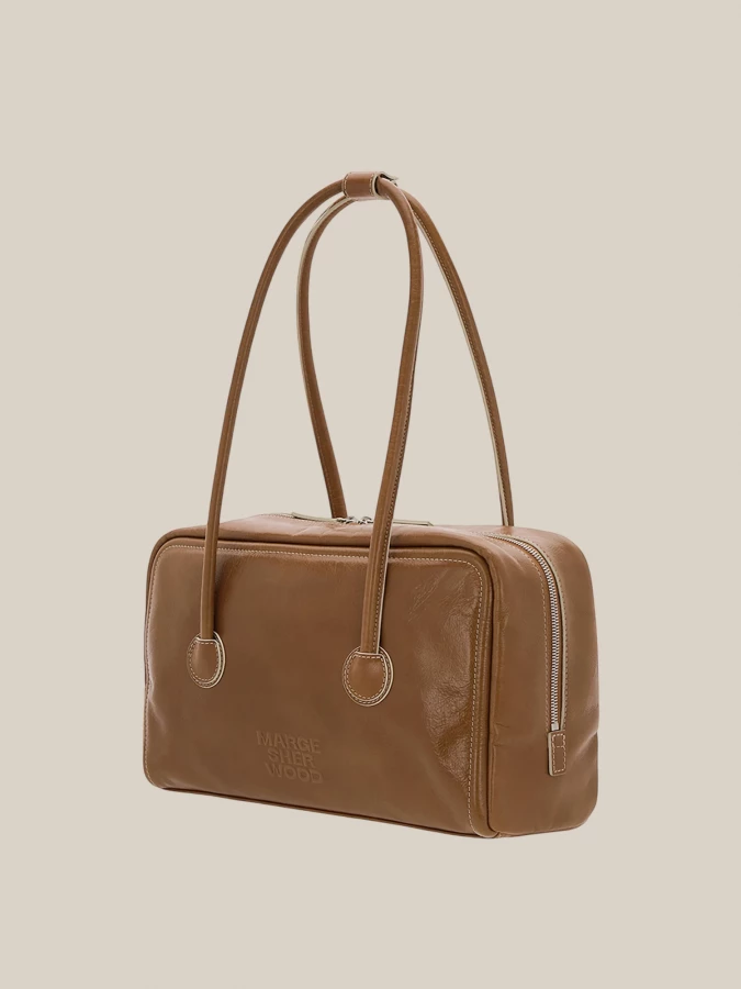 Borsa Marrone 'Soft Boston' in Pelle di Vitello