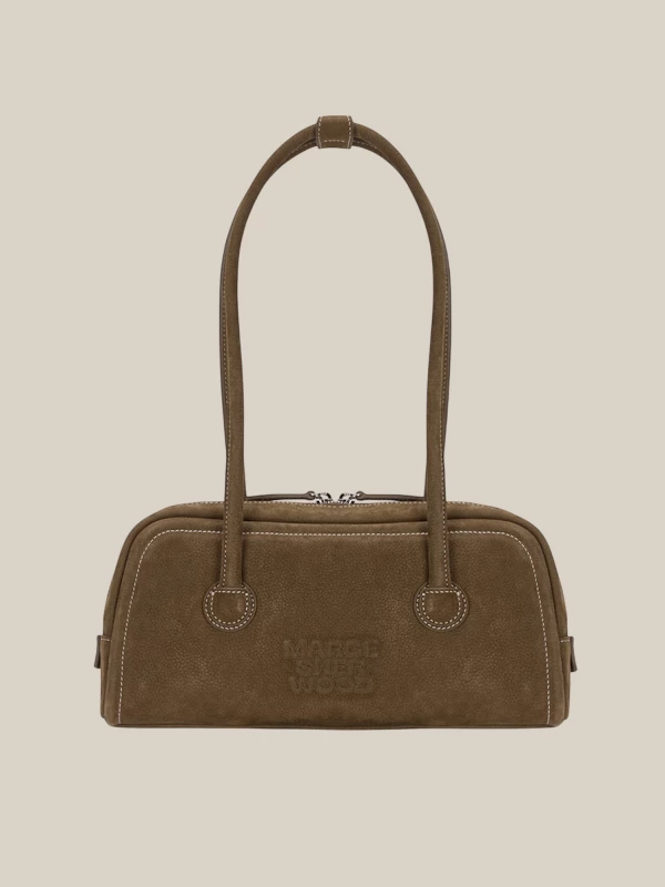 Borsa Marrone 'Soft Baguette' in Pelle Nabuk di Vitello