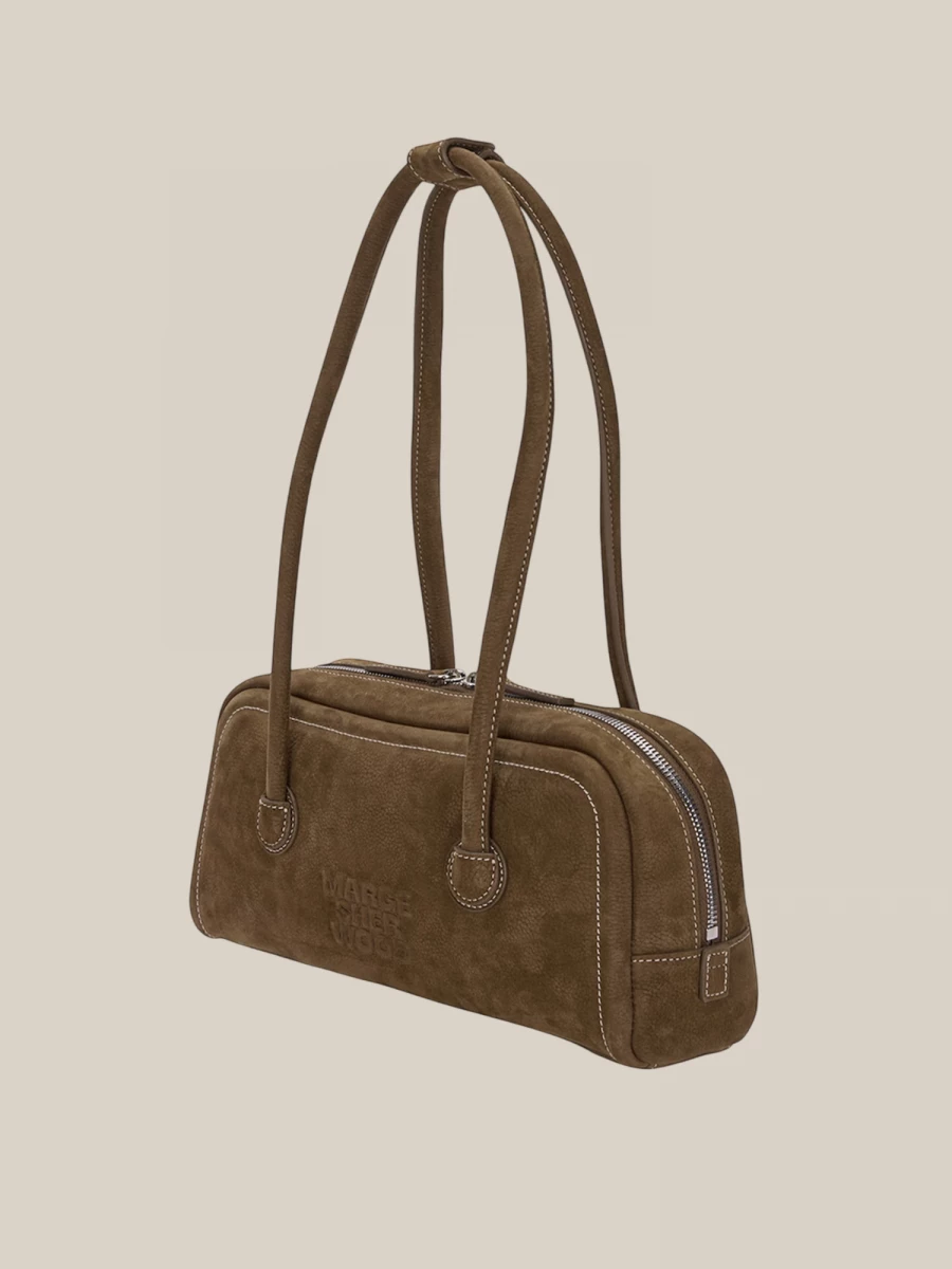 Brown 'Soft Baguette' in Calfskin Nubuck Leather