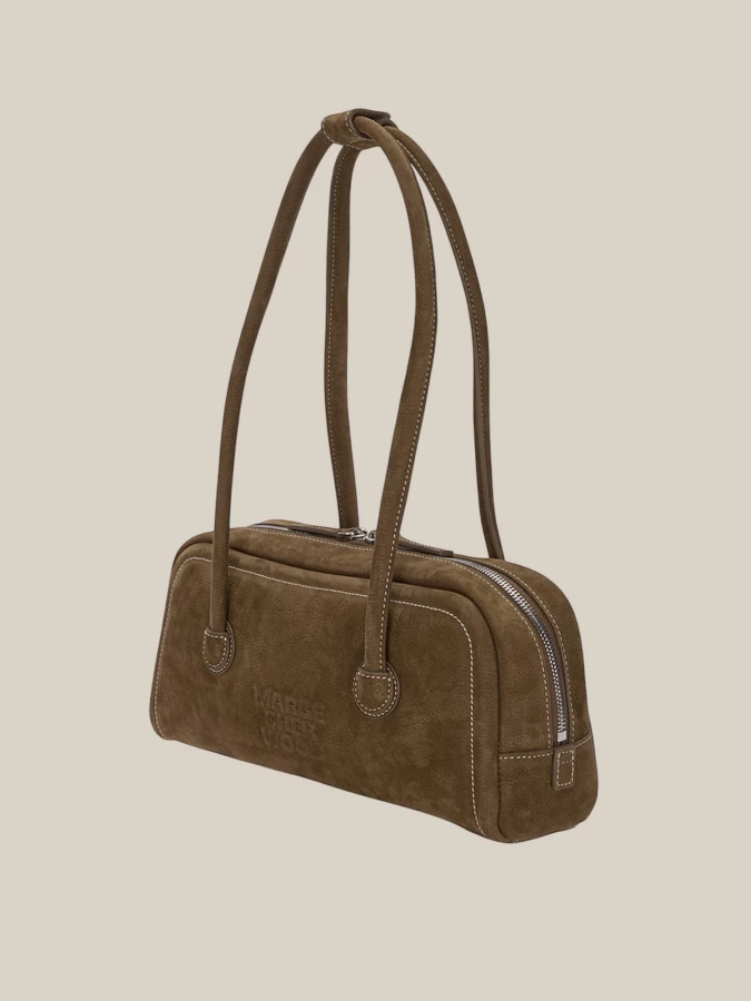 Borsa Marrone 'Soft Baguette' in Pelle Nabuk di Vitello