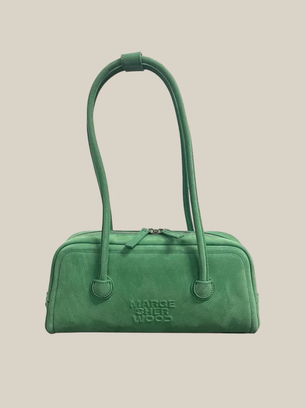 Borsa Verde 'Soft Baguette' in Pelle Nabuk di Vitello