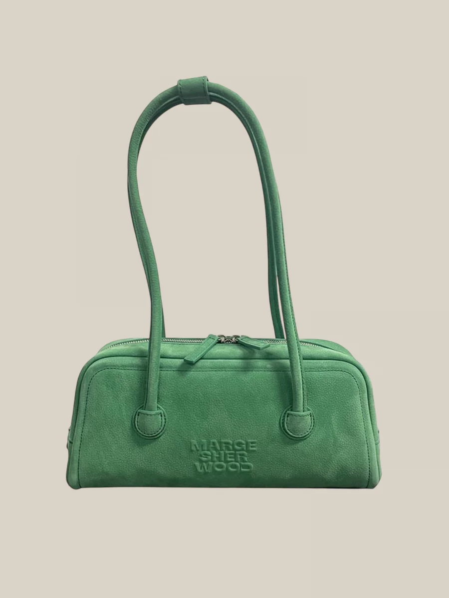 Borsa Verde 'Soft Baguette' in Pelle Nabuk di Vitello