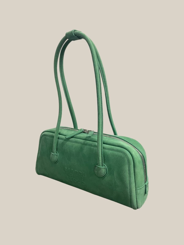 Borsa Verde 'Soft Baguette' in Pelle Nabuk di Vitello 2