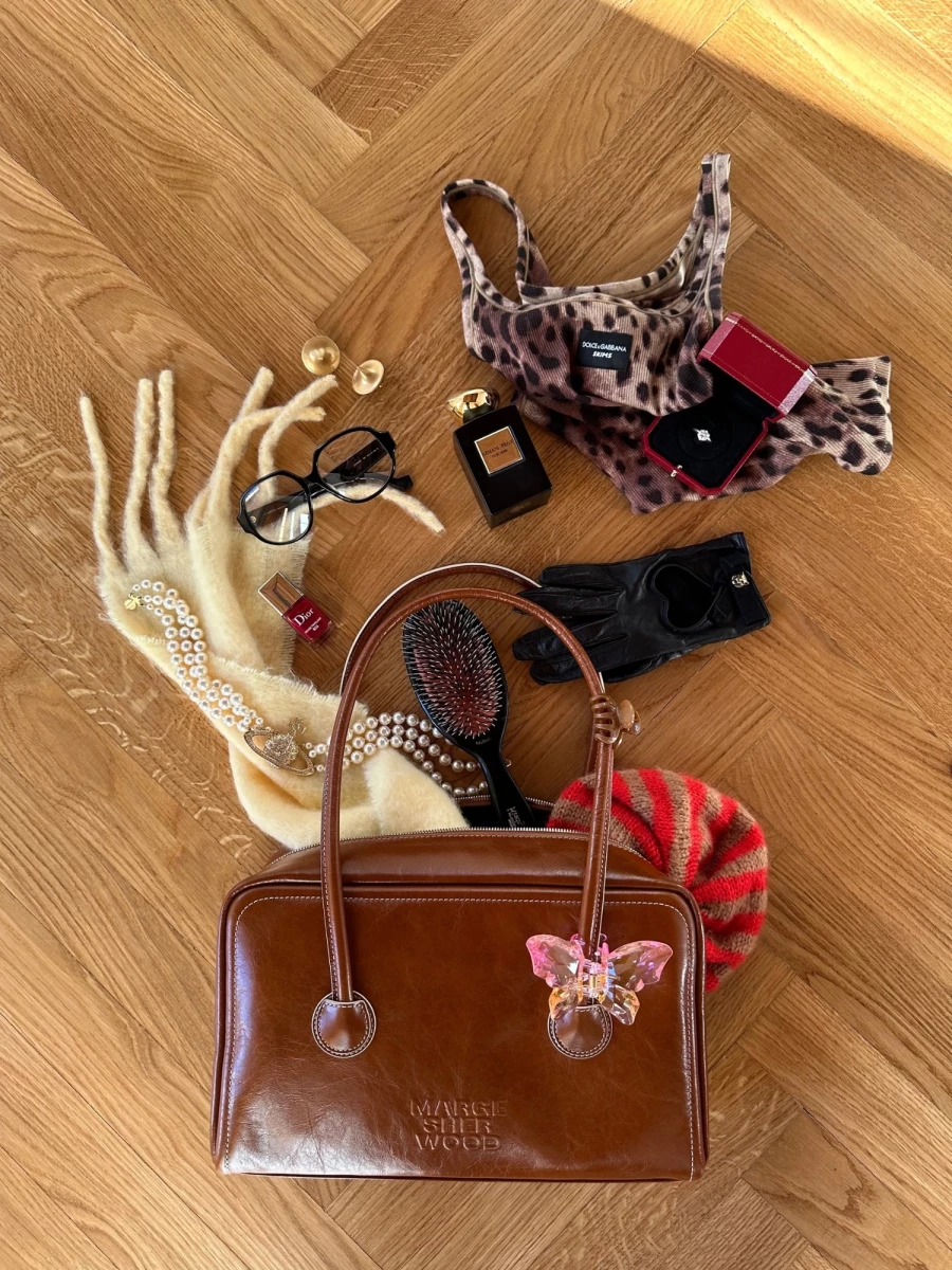 Borsa Marrone 'Soft Boston' in Pelle di Vitello