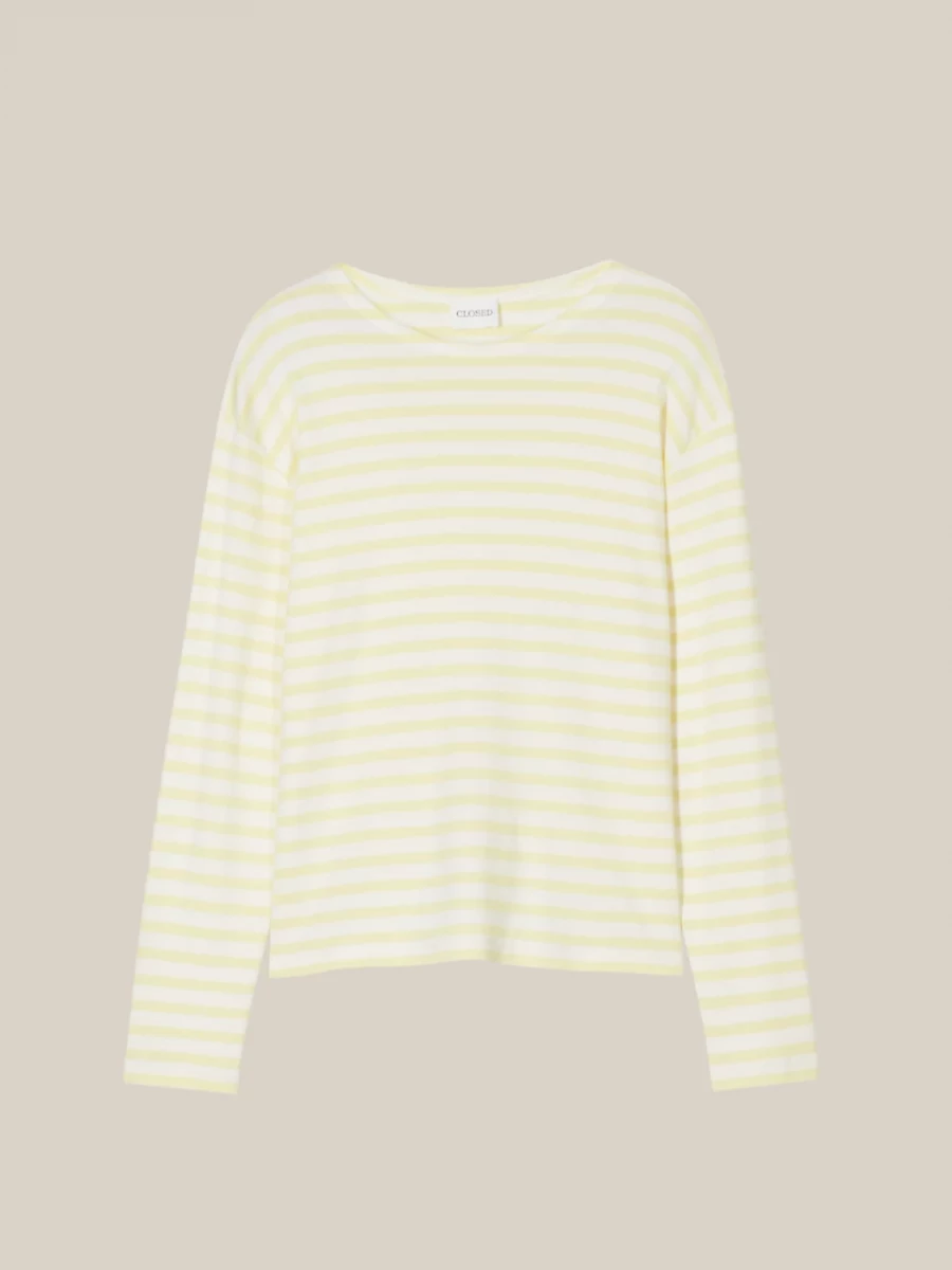 Lemon Yellow 'Basic' Longsleeve Striped T-Shirt