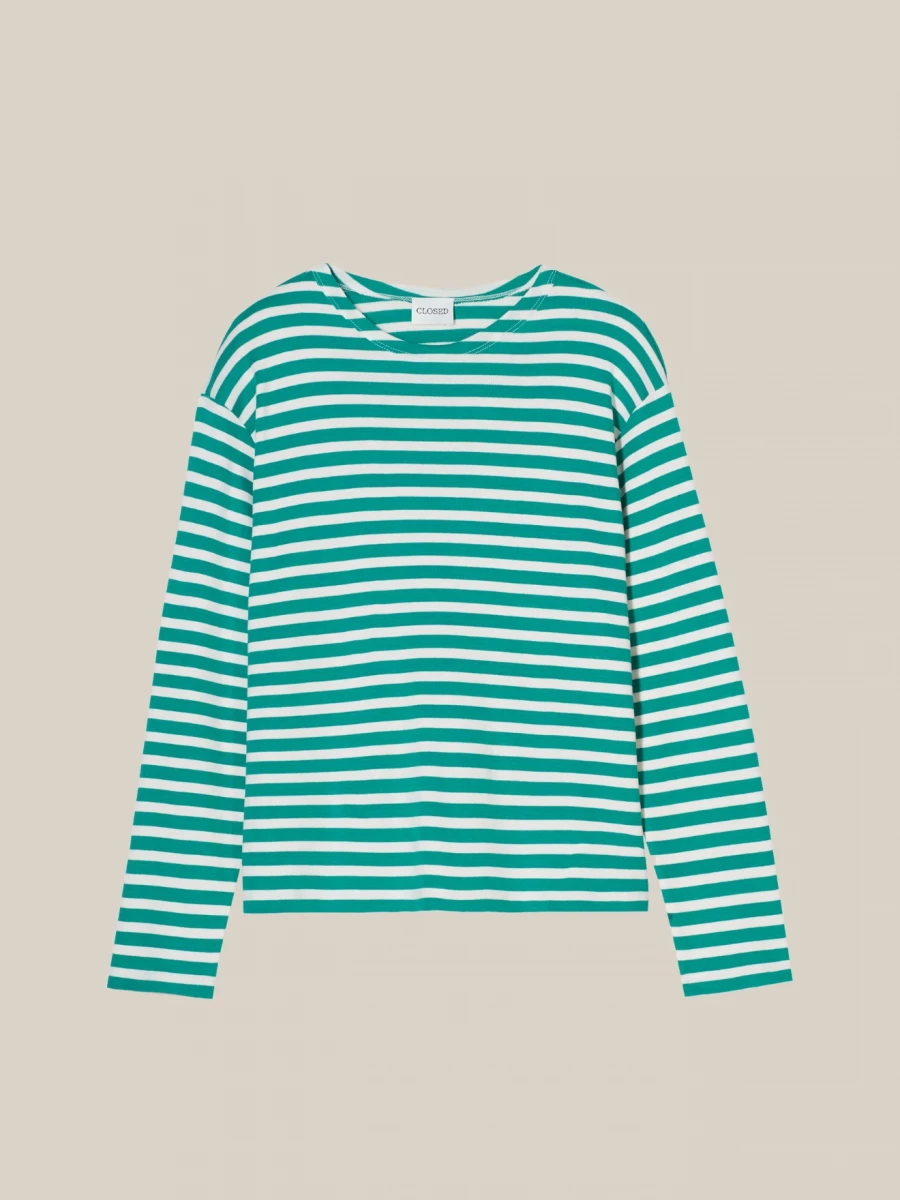 Green 'Basic' Longsleeve Striped T-Shirt