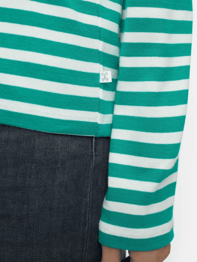 Green 'Basic' Longsleeve Striped T-Shirt