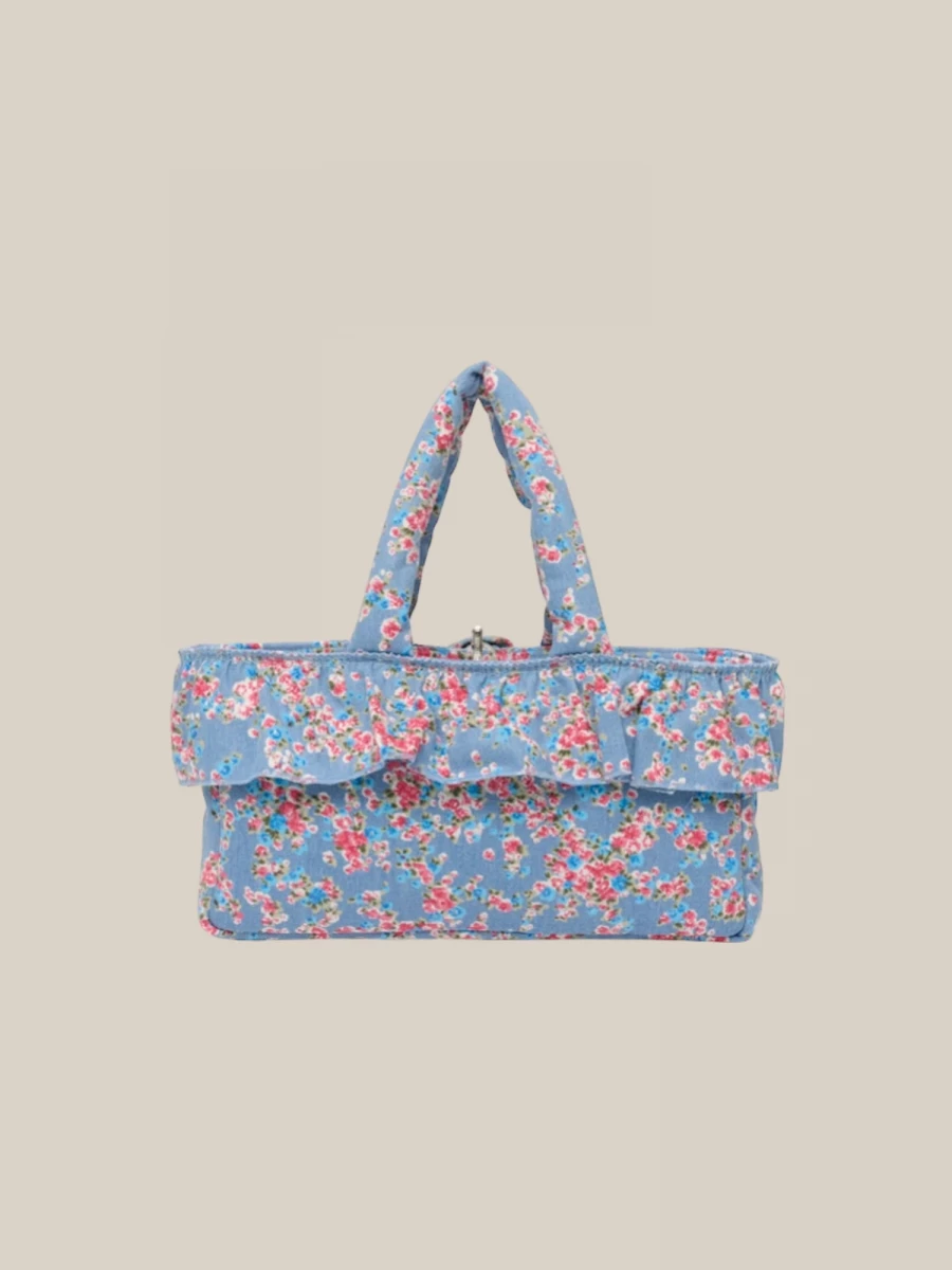 Borsa 'Baguette' Stampa Floreale in Tessuto Trapuntato