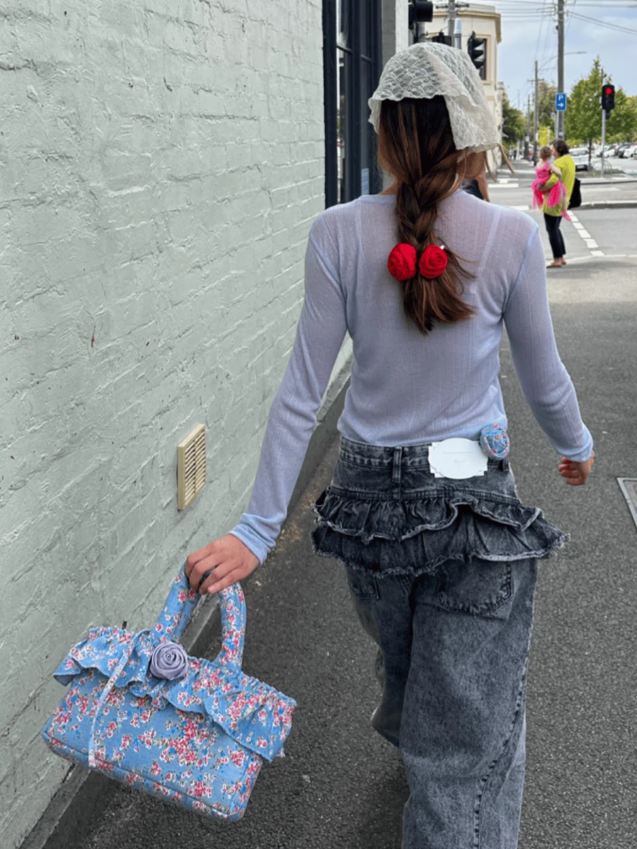 Floral Print 'Baguette' Quilted Bag