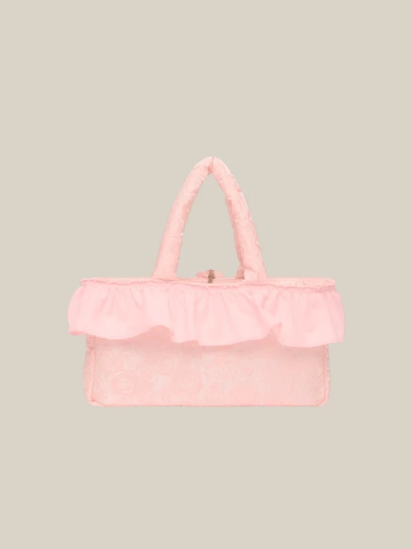 Borsa 'Baguette' Rosa in Tessuto Trapuntato 2
