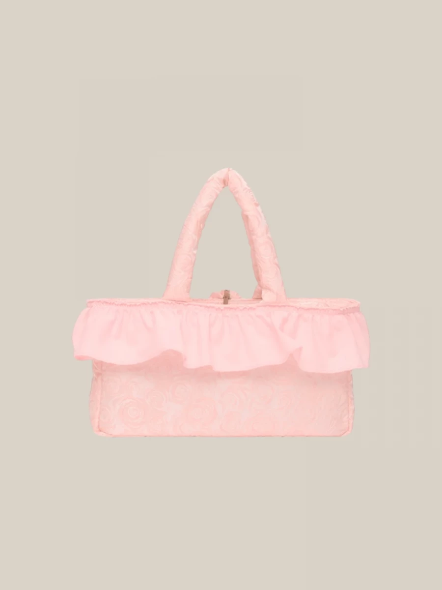 Borsa 'Baguette' Rosa in Tessuto Trapuntato