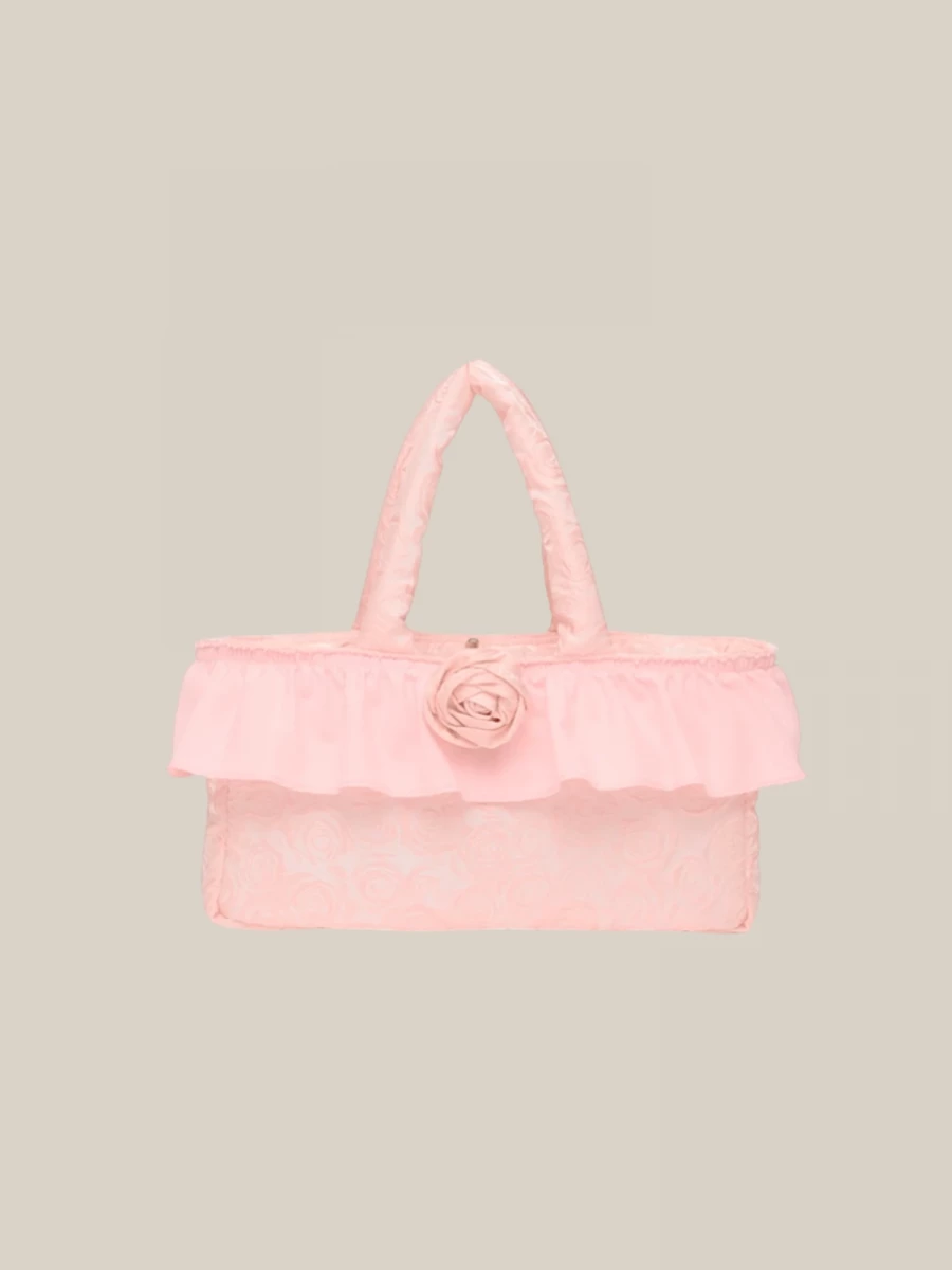 Borsa 'Baguette' Rosa in Tessuto Trapuntato