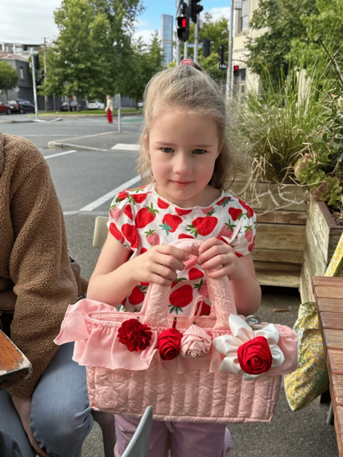 Borsa 'Baguette' Rosa in Tessuto Trapuntato