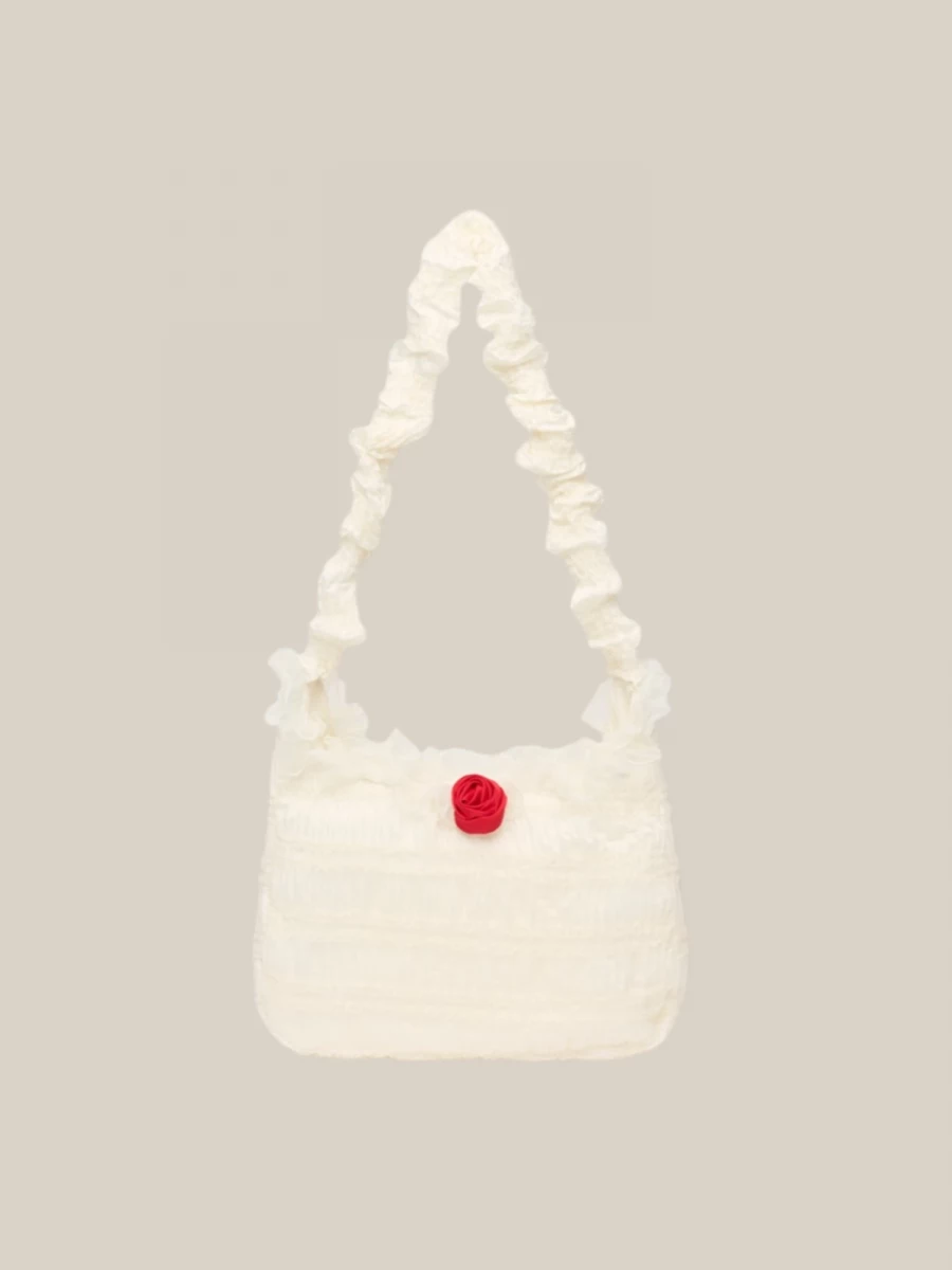 Lily Cross' Ivory Ruched Fabric Bag