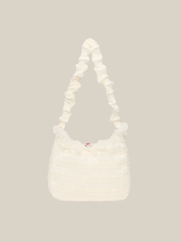 Borsa 'Lily Cross' Avorio in Tessuto Arricciato 2