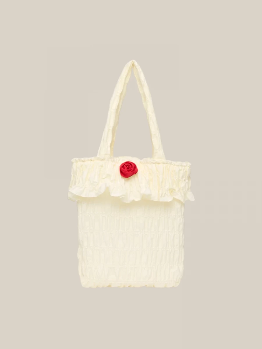 Simon Frill' Ivory Ruched Fabric Bag