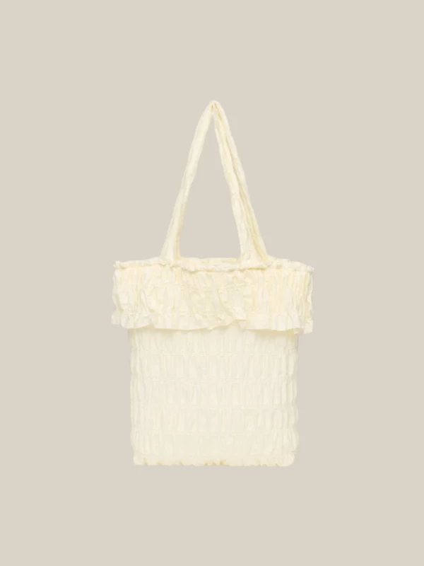 Borsa 'Simon Frill' Avorio in Tessuto Arricciato 2